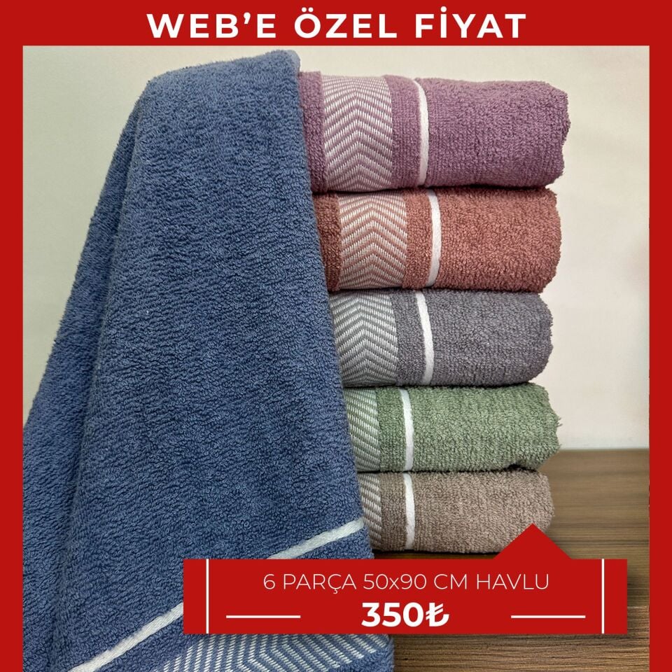 6 Adet El Yüz Havlusu Renk Havlu 50x90cm