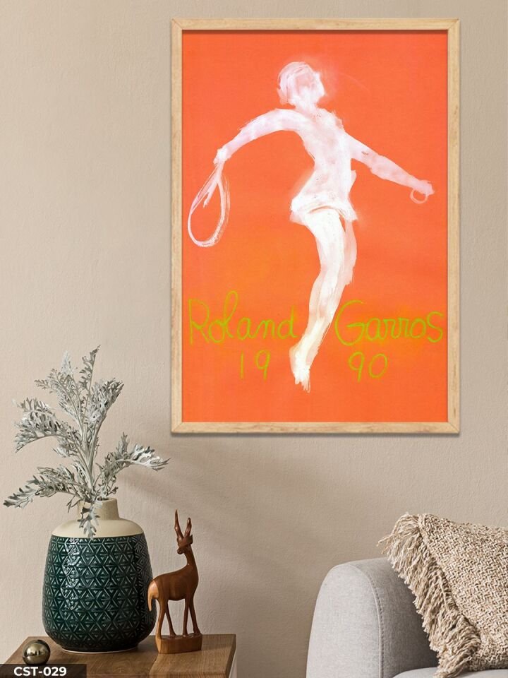 Roland Garros 1990 Tek Parça Ahşap Çerçeveli Tablo Naturel - 30 x 40 CM