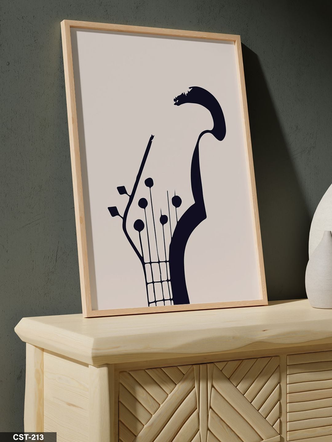 Gitar Başlığı Tek Parça Ahşap Çerçeveli Tablo