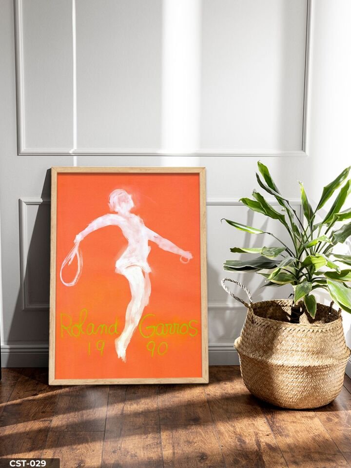 Roland Garros 1990 Tek Parça Ahşap Çerçeveli Tablo Naturel - 30 x 40 CM