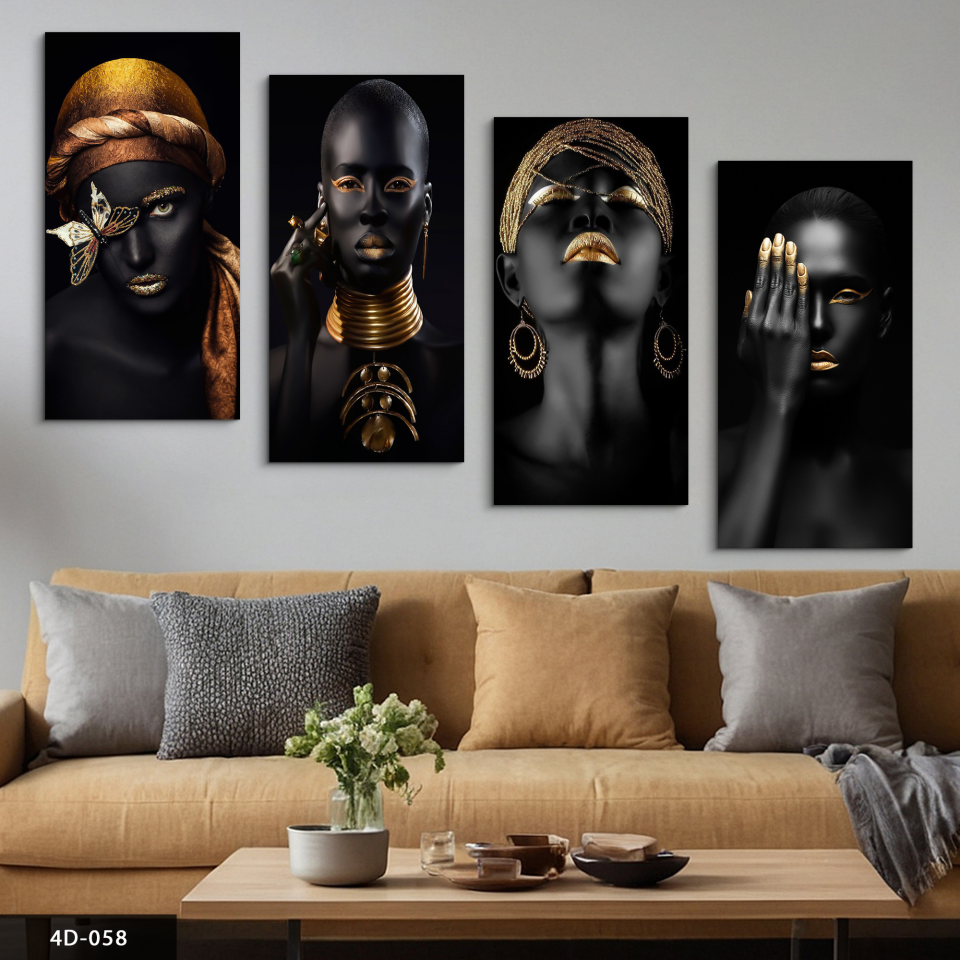 Afrikalı Kadınlar 4 Parça Mdf Tablo