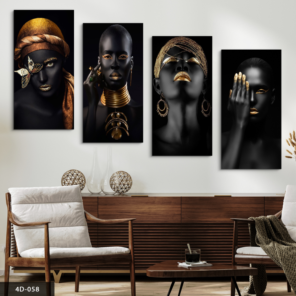 Afrikalı Kadınlar 4 Parça Mdf Tablo