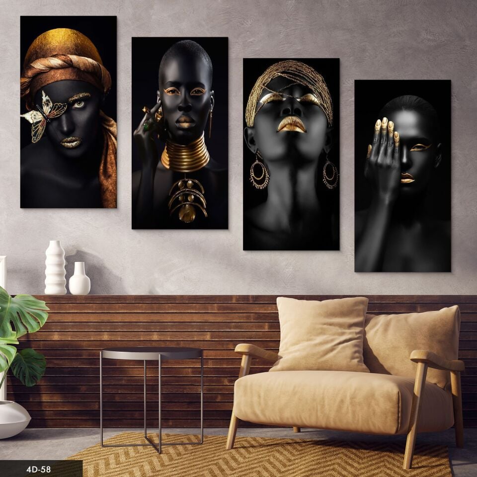 Afrikalı Kadınlar 4 Parça Mdf Tablo