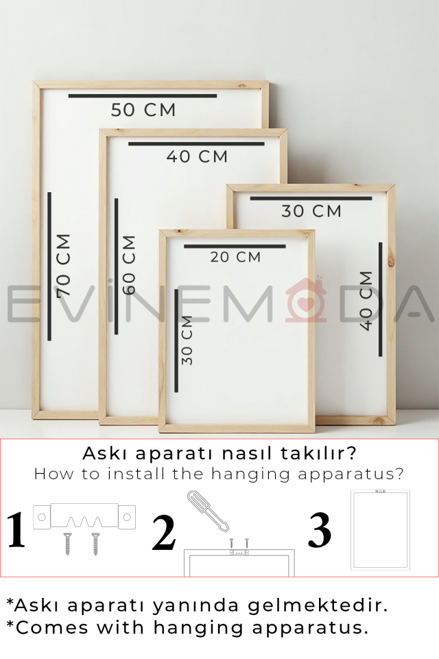 Sargı Bezli Ayak Tek Parça Ahşap Çerçeveli Tablo Siyah - 20 x 30 CM