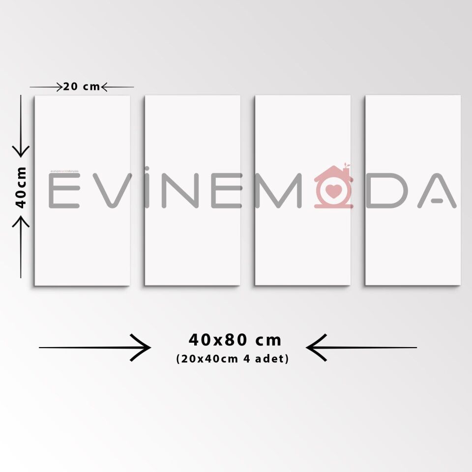 Vazoda Çiçekler 4 Parça Mdf Tablo