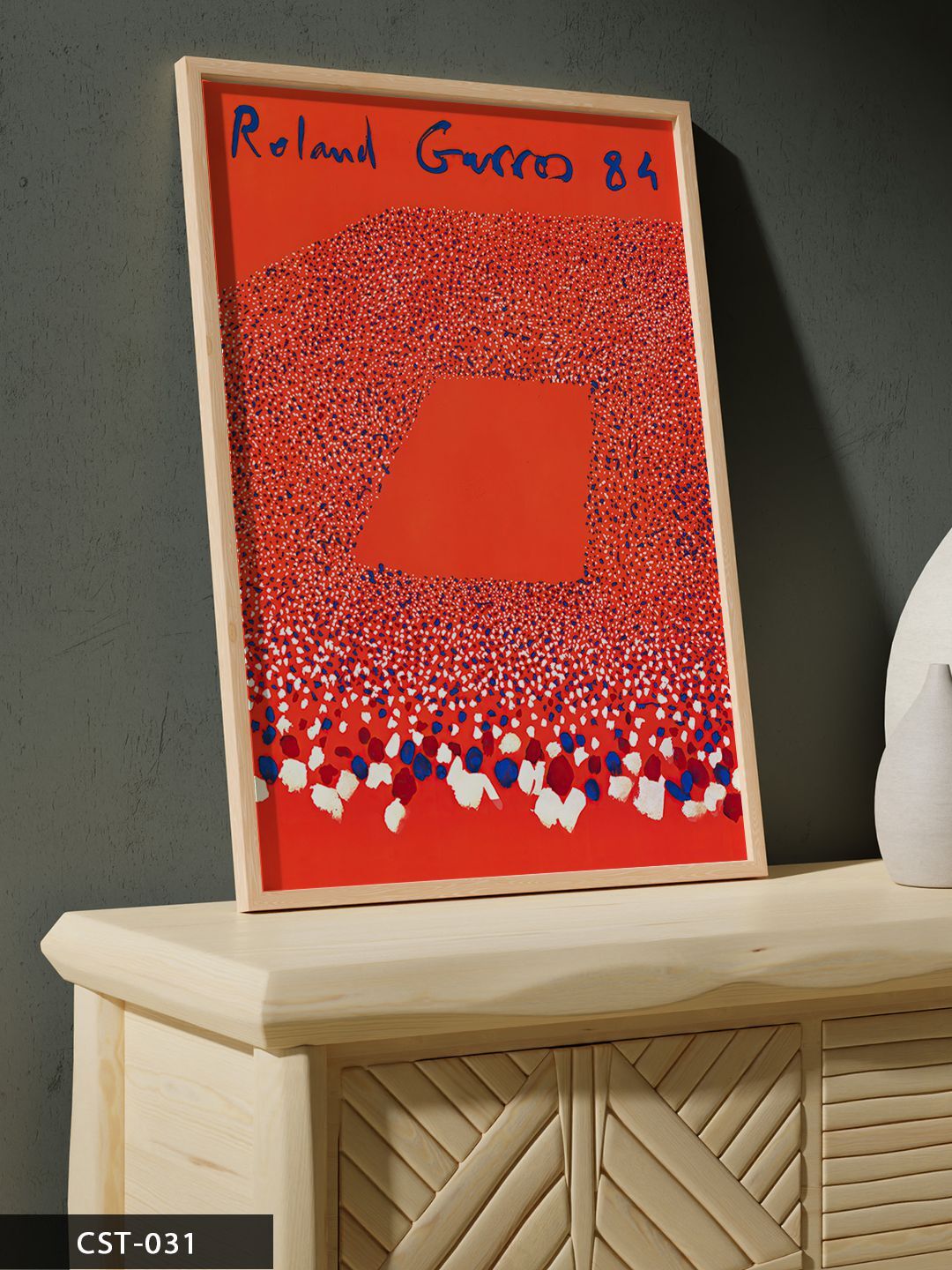 Roland Garros 84 Tenis Tek Parça Ahşap Çerçeveli Tablo Naturel - 30 x 40 CM