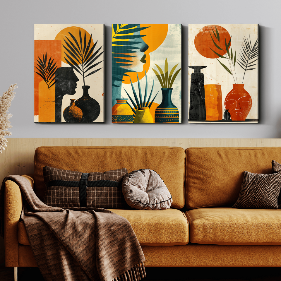 Bohem Tarz Modern 3 Parça Kanvas - Canvas Tablo