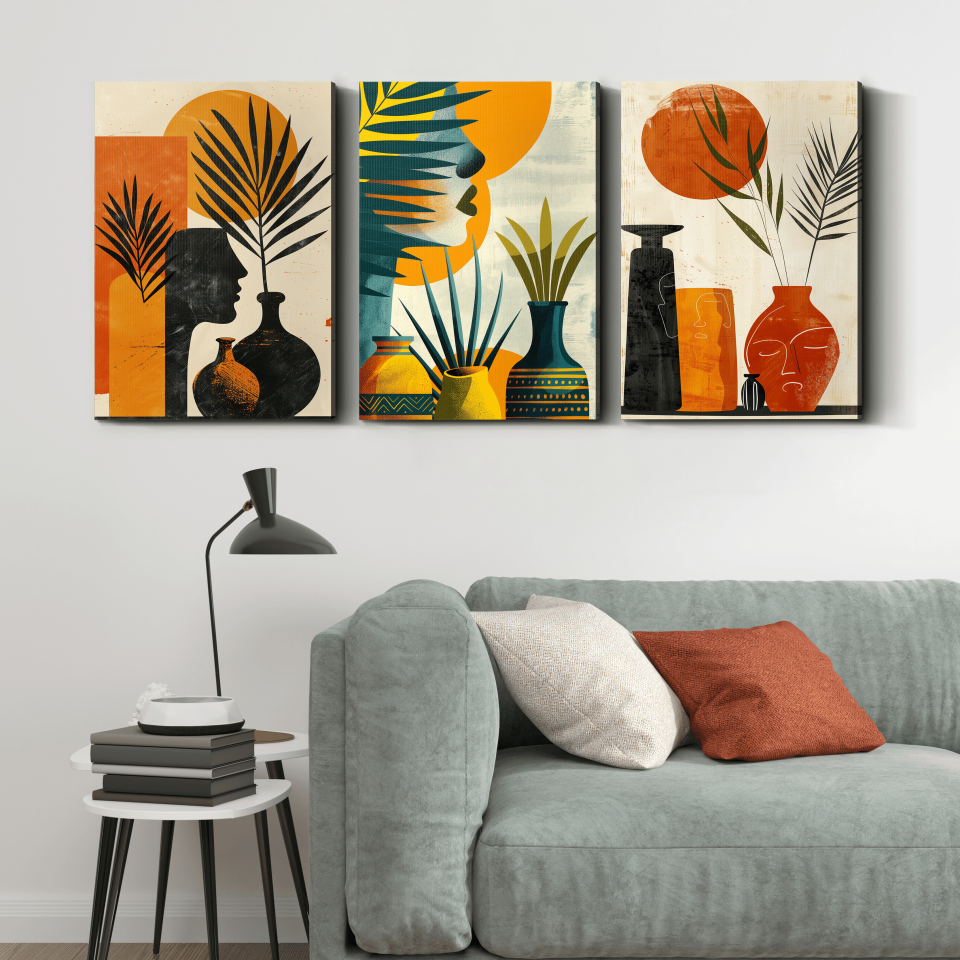 Bohem Tarz Modern 3 Parça Kanvas - Canvas Tablo