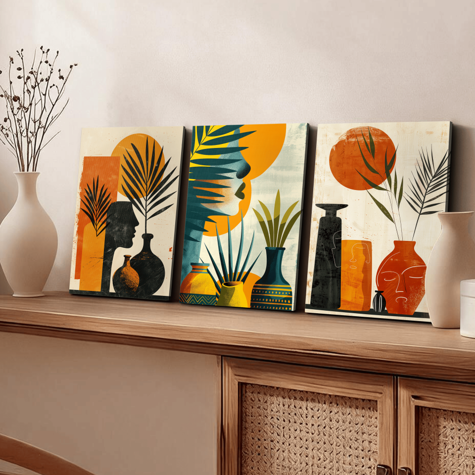 Bohem Tarz Modern 3 Parça Kanvas - Canvas Tablo
