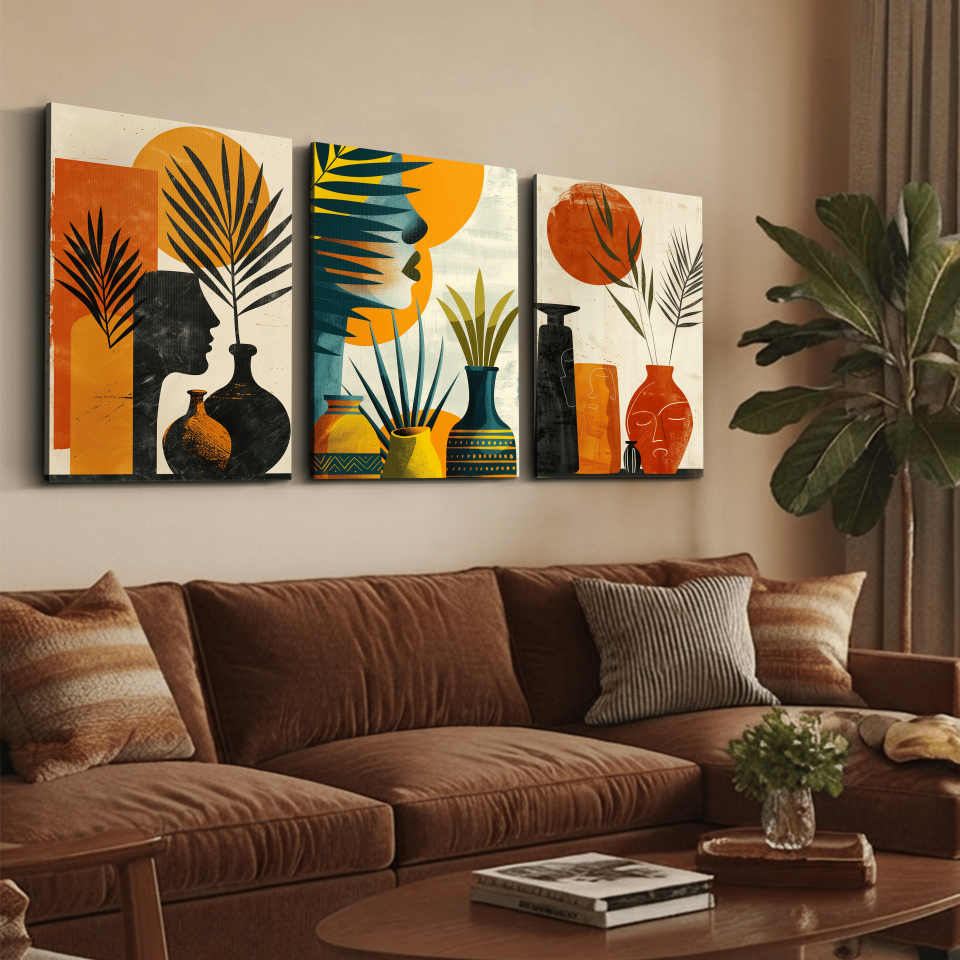 Bohem Tarz Modern 3 Parça Kanvas - Canvas Tablo