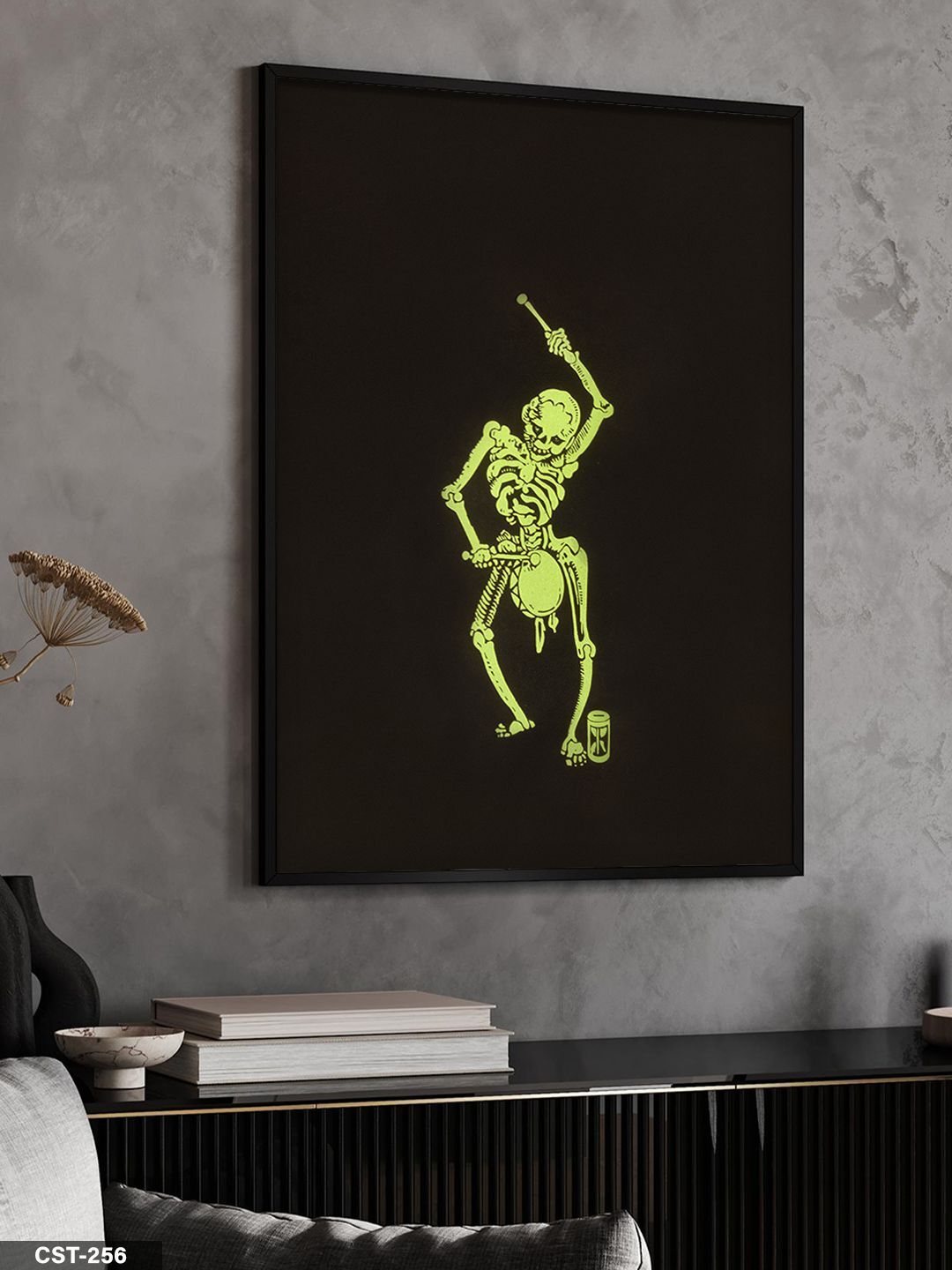 Sarı İskelet Tek Parça Ahşap Çerçeveli Tablo Siyah - 20 x 30 CM