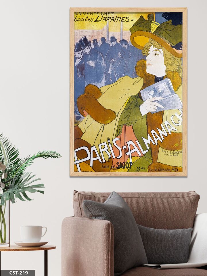 Paris Almanach Tek Parça Ahşap Çerçeveli Tablo