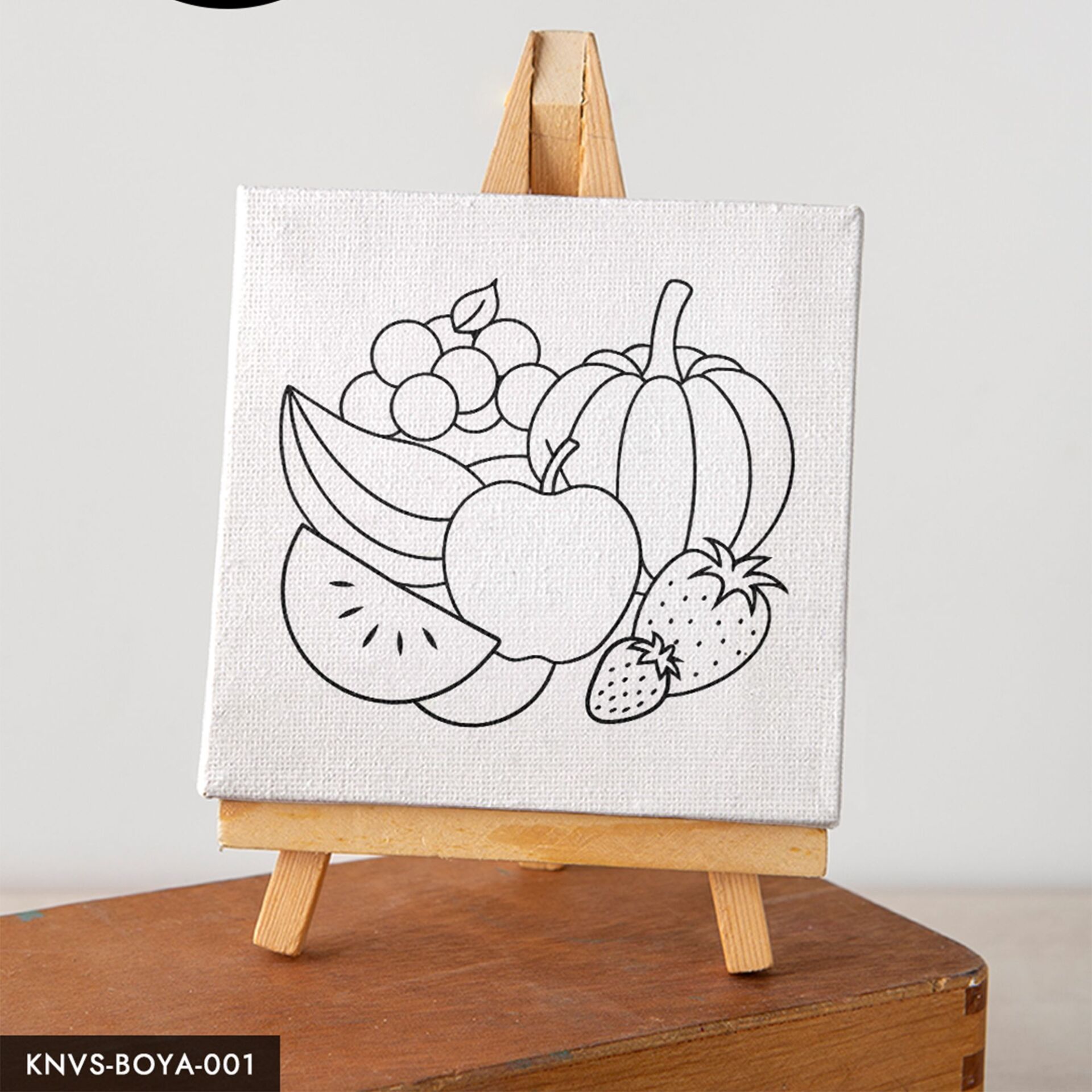 Meyveler Çocuklara Özel 20x20 CM Kanvas Tuval Boyama Seti Fırça Boya Dahildir