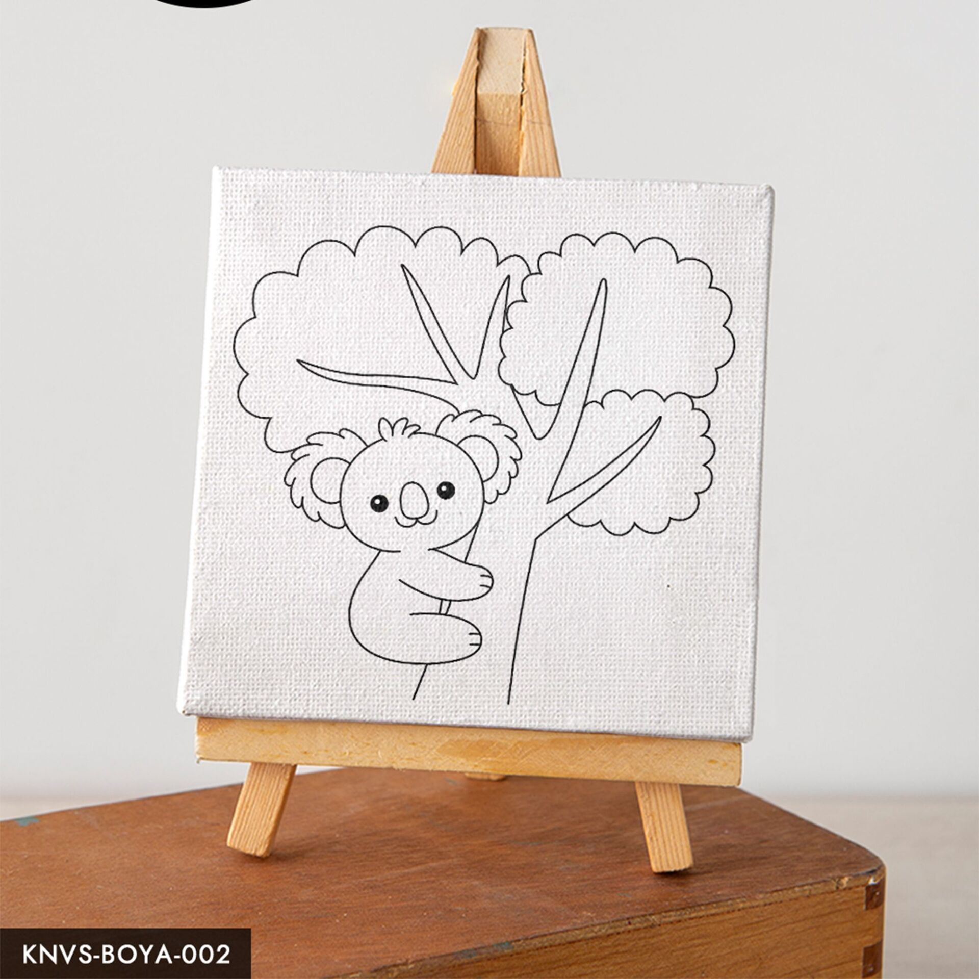 Ağaç Koala Çocuklara Özel 20x20 CM Kanvas Tuval Boyama Seti Fırça Boya Dahildir