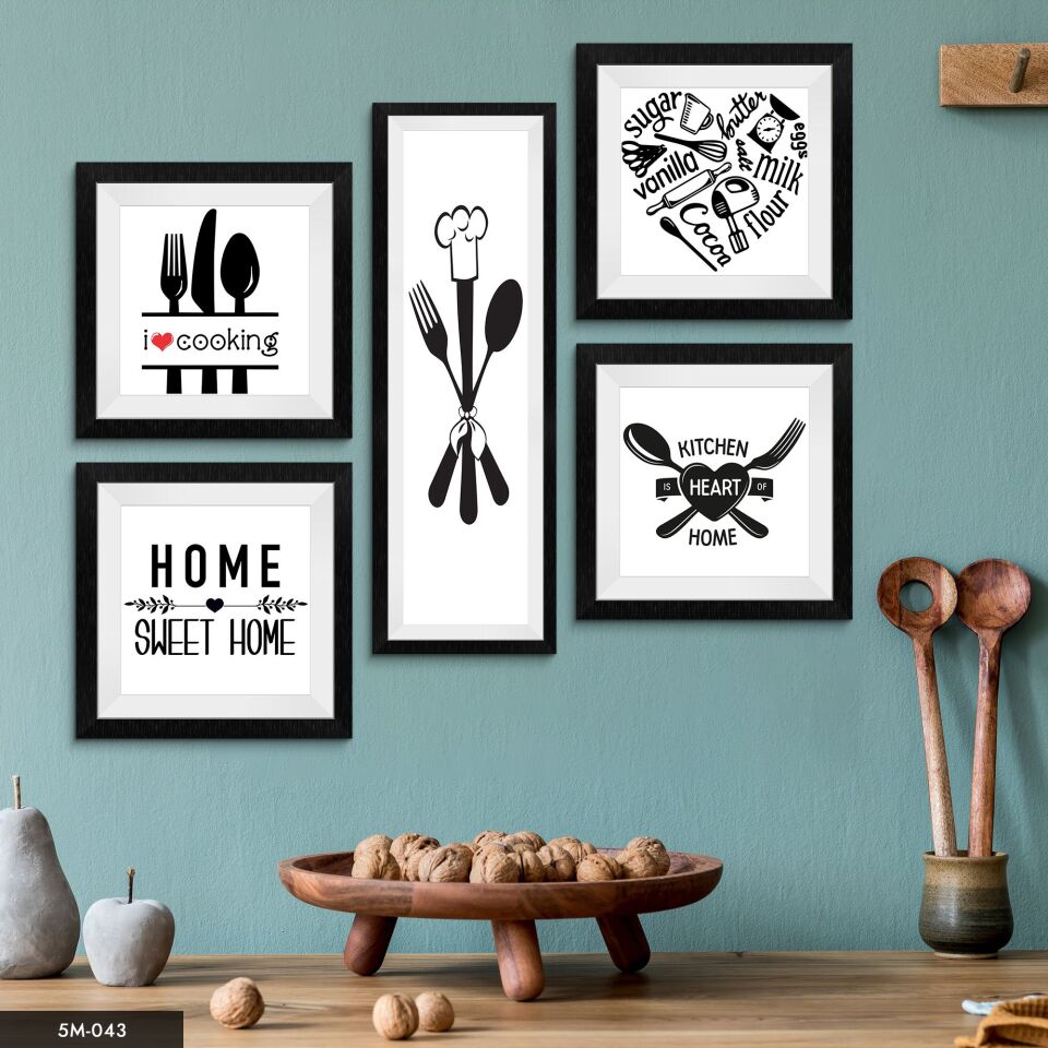 Mutfak Temalı 5 Parça Mdf Tablo