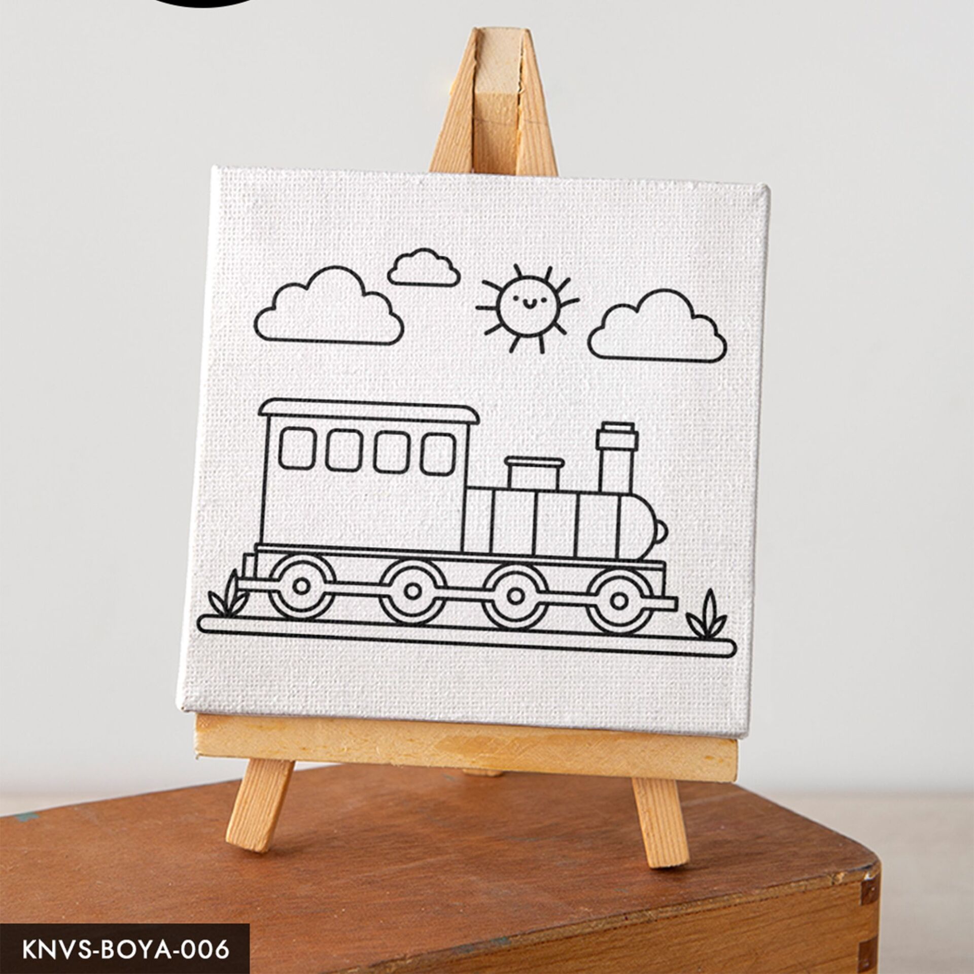 Tren Çocuklara Özel 20x20 CM Kanvas Tuval Boyama Seti Fırça Boya Dahildir