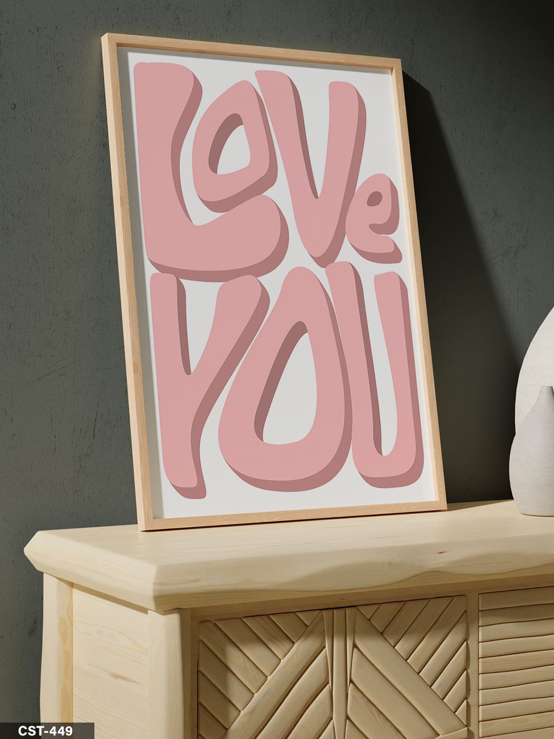 Love You Tek Parça Ahşap Çerçeveli Tablo Naturel - 40 x 60 CM