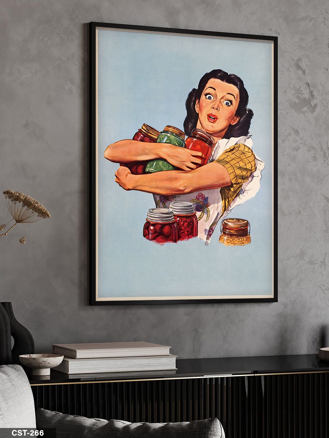 Konserveler Tek Parça Ahşap Çerçeveli Tablo Siyah - 20 x 30 CM