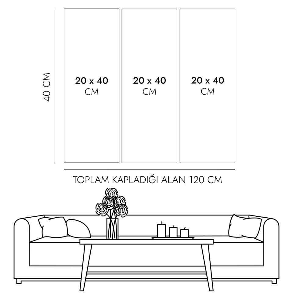 Çiçekli Pencere 3 Parça Mdf Tablo