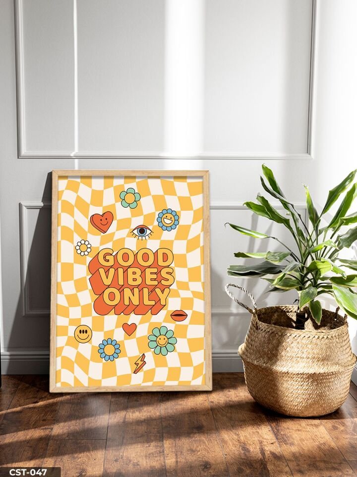Good Vibes Only Tek Parça Ahşap Çerçeveli Tablo Naturel - 30 x 40 CM