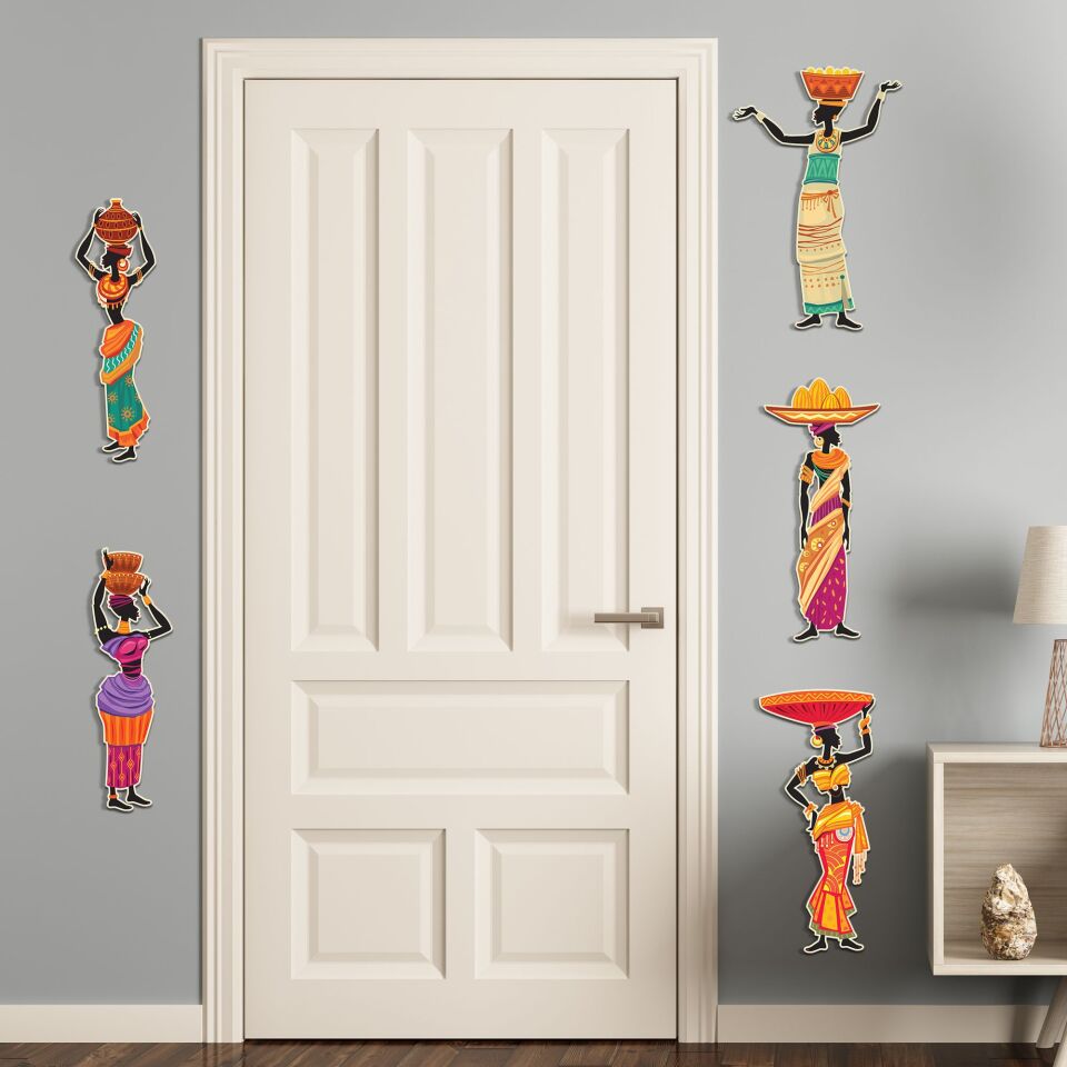 Afrikalı Kadınlar Etnik 5 Parça Duvar Dekorasyon Ürünü