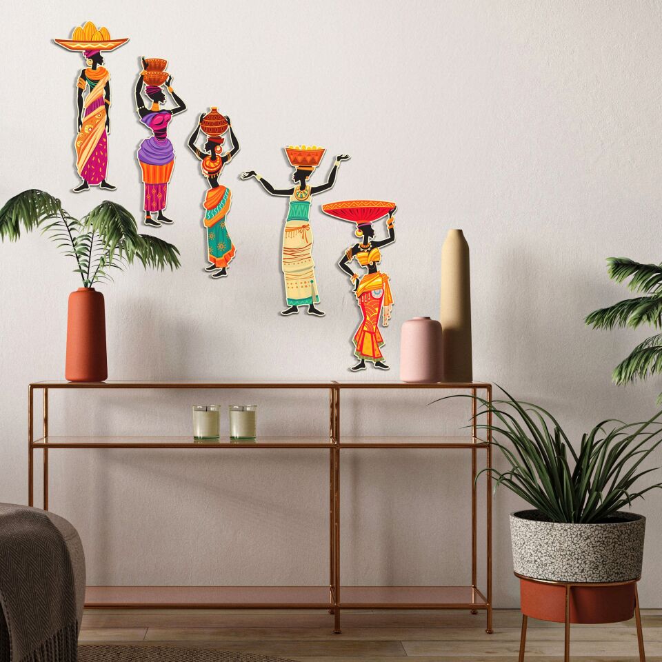 Afrikalı Kadınlar Etnik 5 Parça Duvar Dekorasyon Ürünü