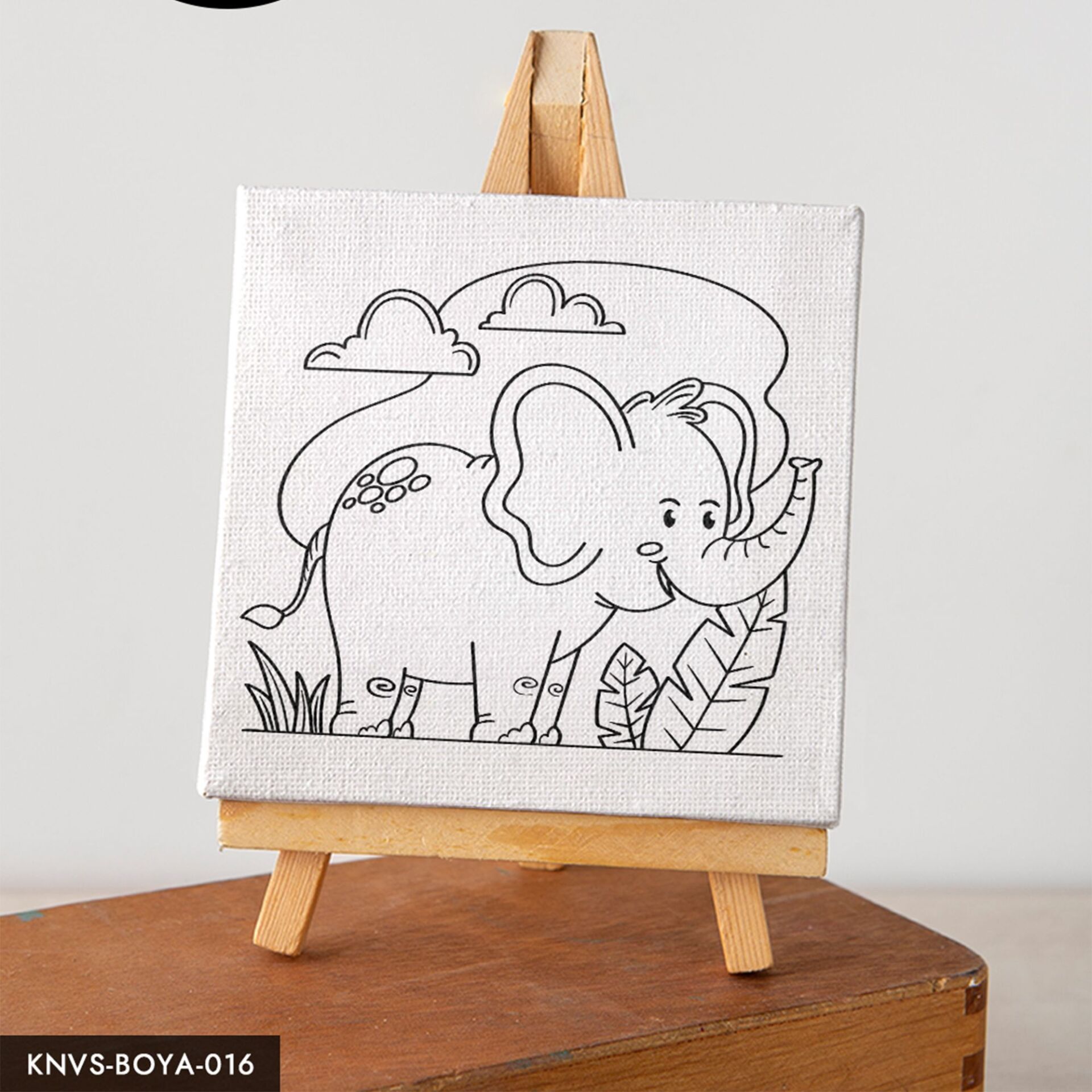 Fil Çocuklara Özel 20x20 CM Kanvas Tuval Boyama Seti Fırça Boya Dahildir