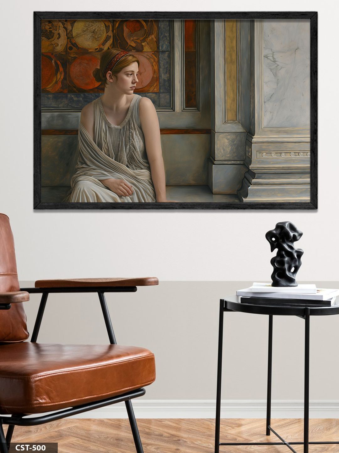 Yalnız Kadın Tek Parça Ahşap Çerçeveli Tablo Siyah - 50 x 70 CM