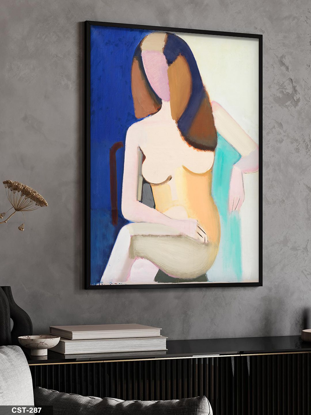 Soyut Kadın Model Tek Parça Ahşap Çerçeveli Tablo Siyah - 20 x 30 CM