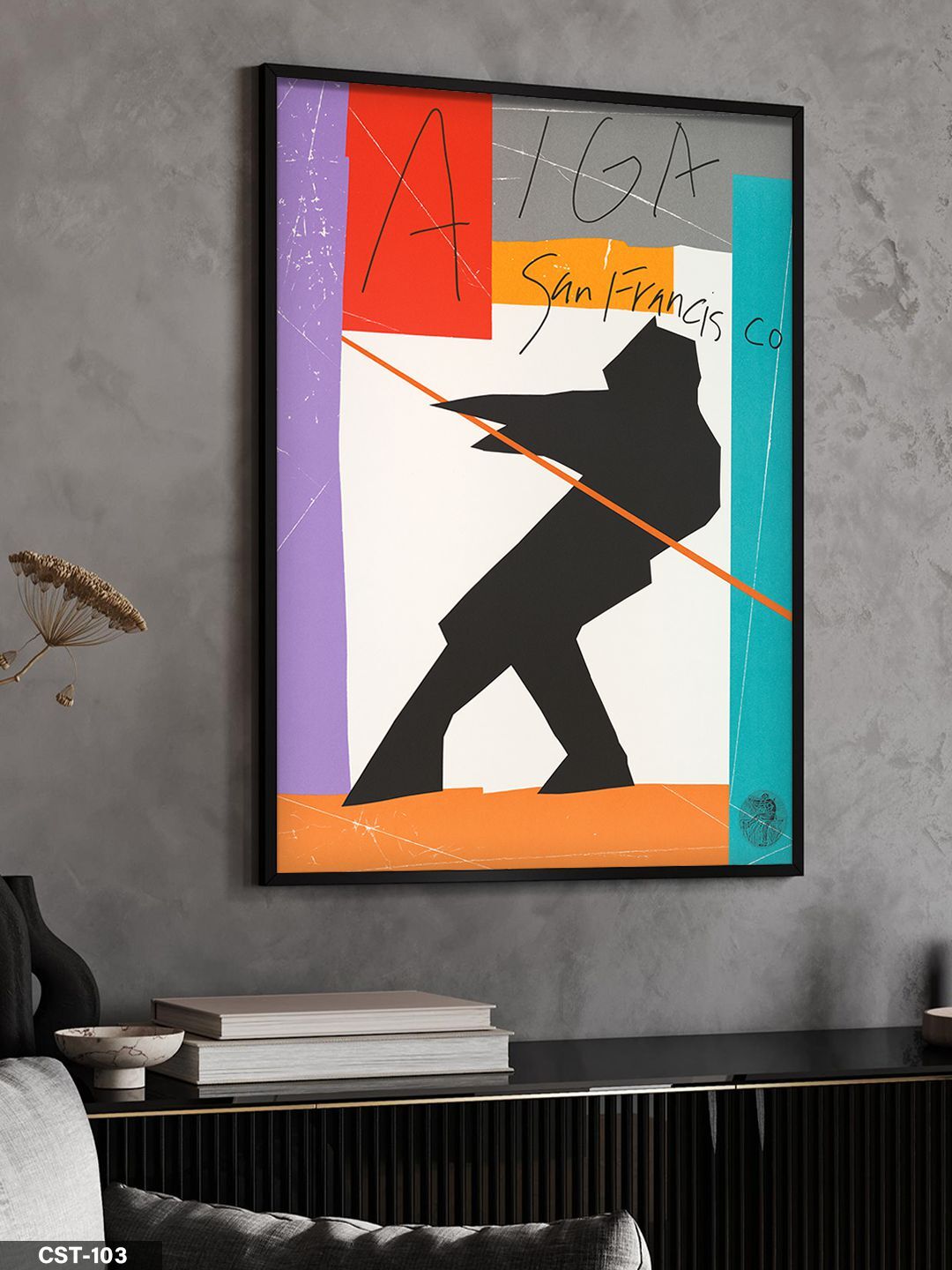 Yürüyen Figür illüstrasyon Tek Parça Ahşap Çerçeveli Tablo Siyah - 40 x 60 CM