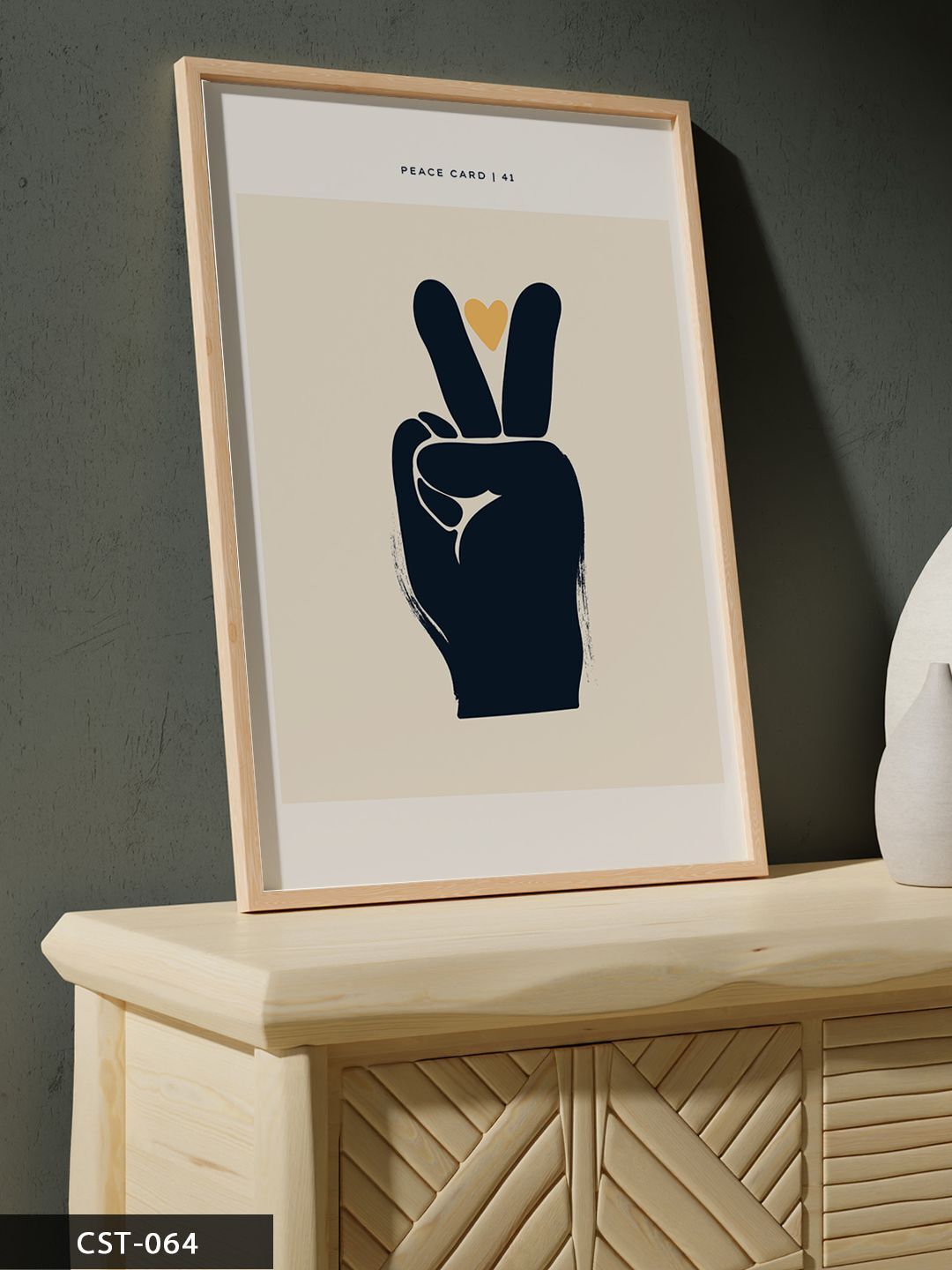 Peace Card, Özgürlük kartı Tek Parça Ahşap Çerçeveli Tablo Naturel - 30 x 40 CM