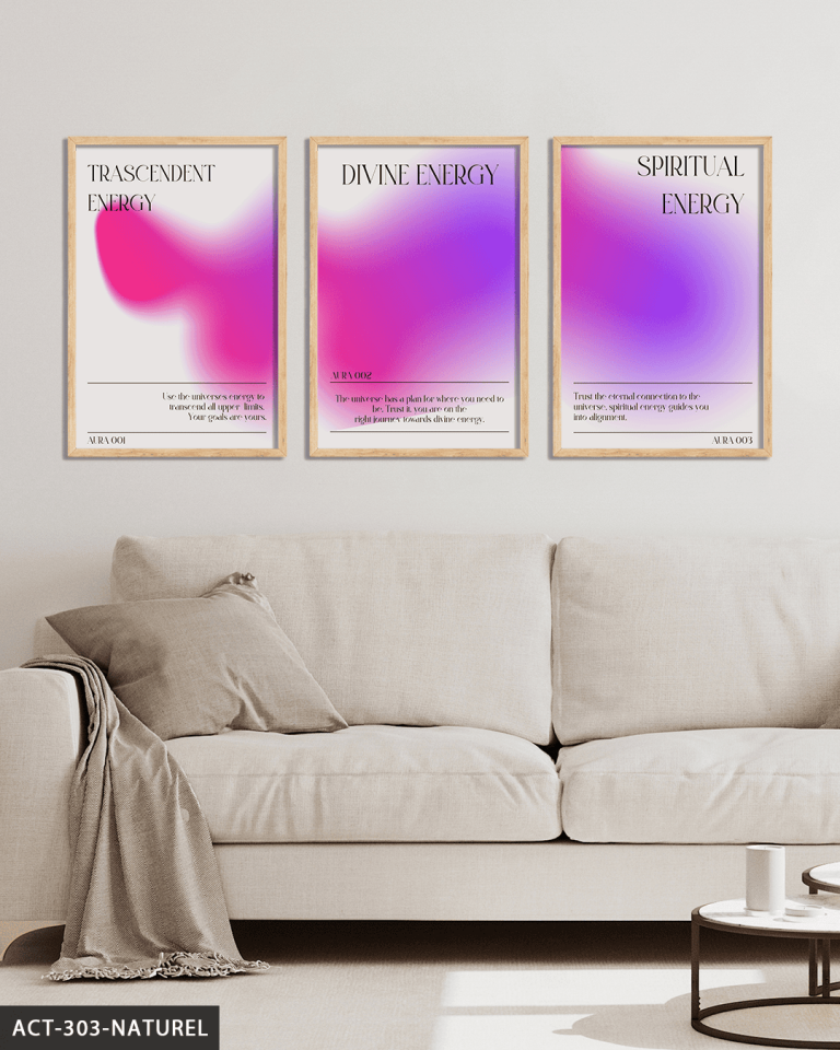 Spiritüel Temalı 3 Parça Ahşap Çerçeveli Tablo ACT Naturel - 40 x 60 CM