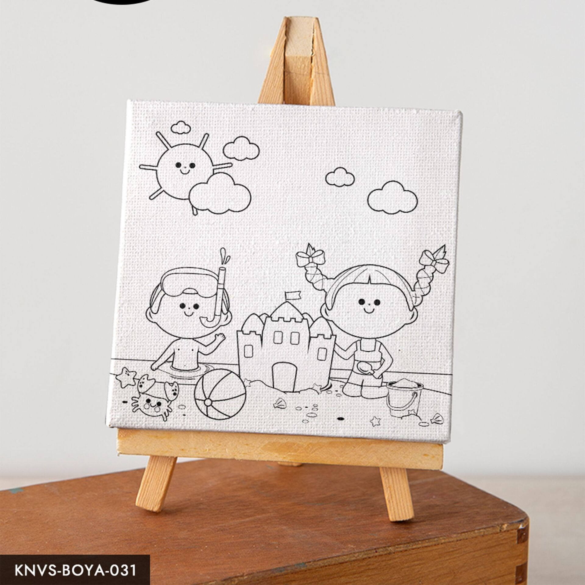 Çocukların Yaz Tatili Çocuklara Özel 20x20 CM Kanvas Tuval Boyama Seti Fırça Boya Dahildir