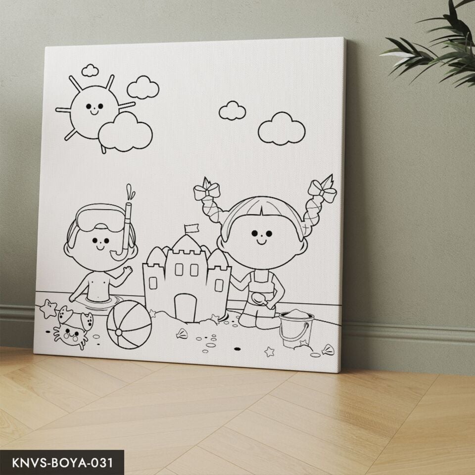 Çocukların Yaz Tatili Çocuklara Özel 20x20 CM Kanvas Tuval Boyama Seti Fırça Boya Dahildir