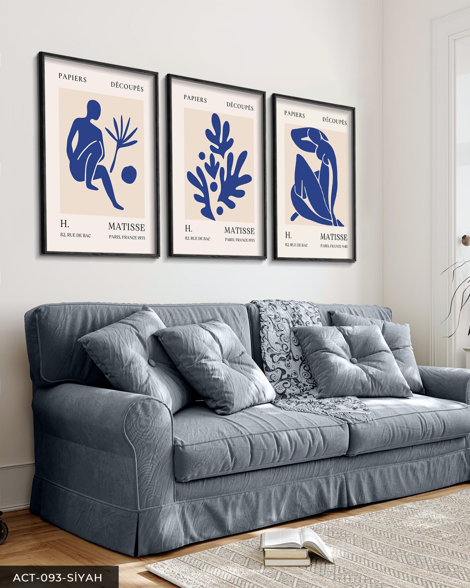 Matisse Eser 3 Parça Ahşap Çerçeveli Tablo Siyah - 50 x 70 CM