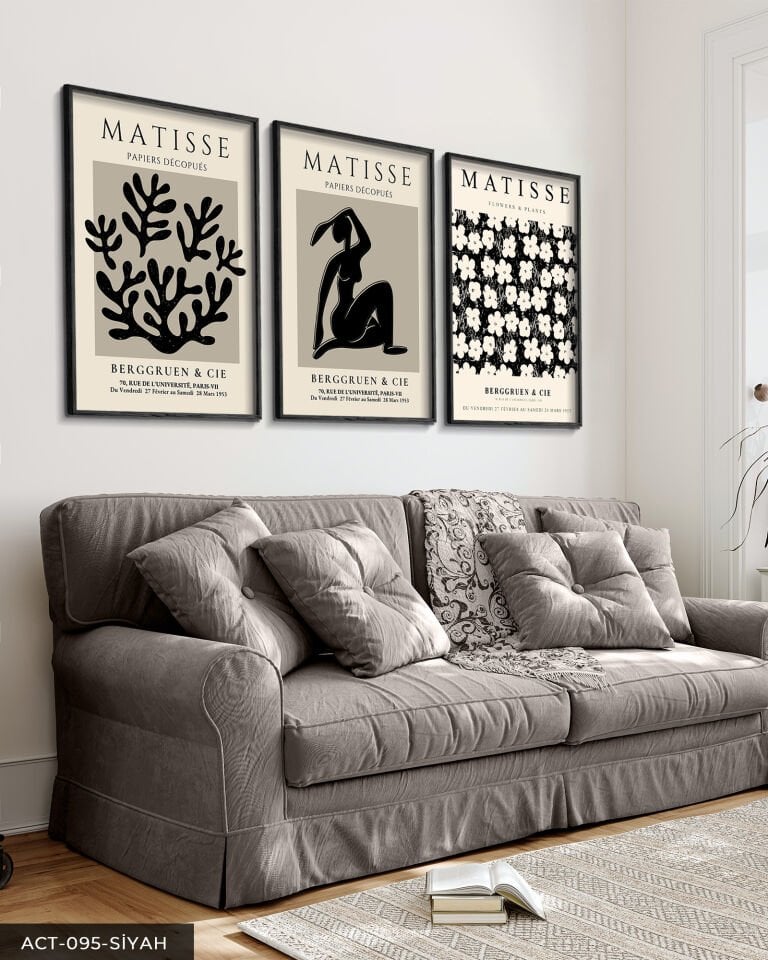 Matisse Berggruen & Cie 3 Parça Ahşap Çerçeveli Tablo Siyah - 50 x 70 CM