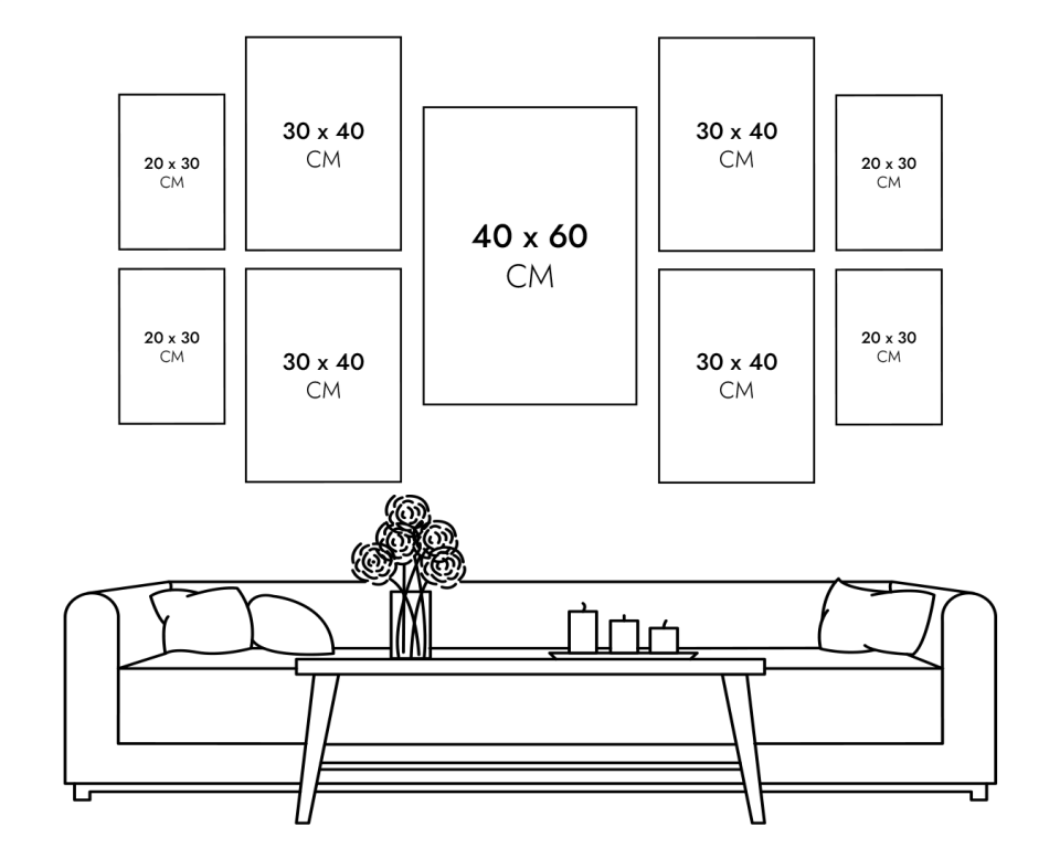 Kırmızı ve Asil Atlar Temalı 9 Parça Ahşap Çerçeveli Tablo Naturel