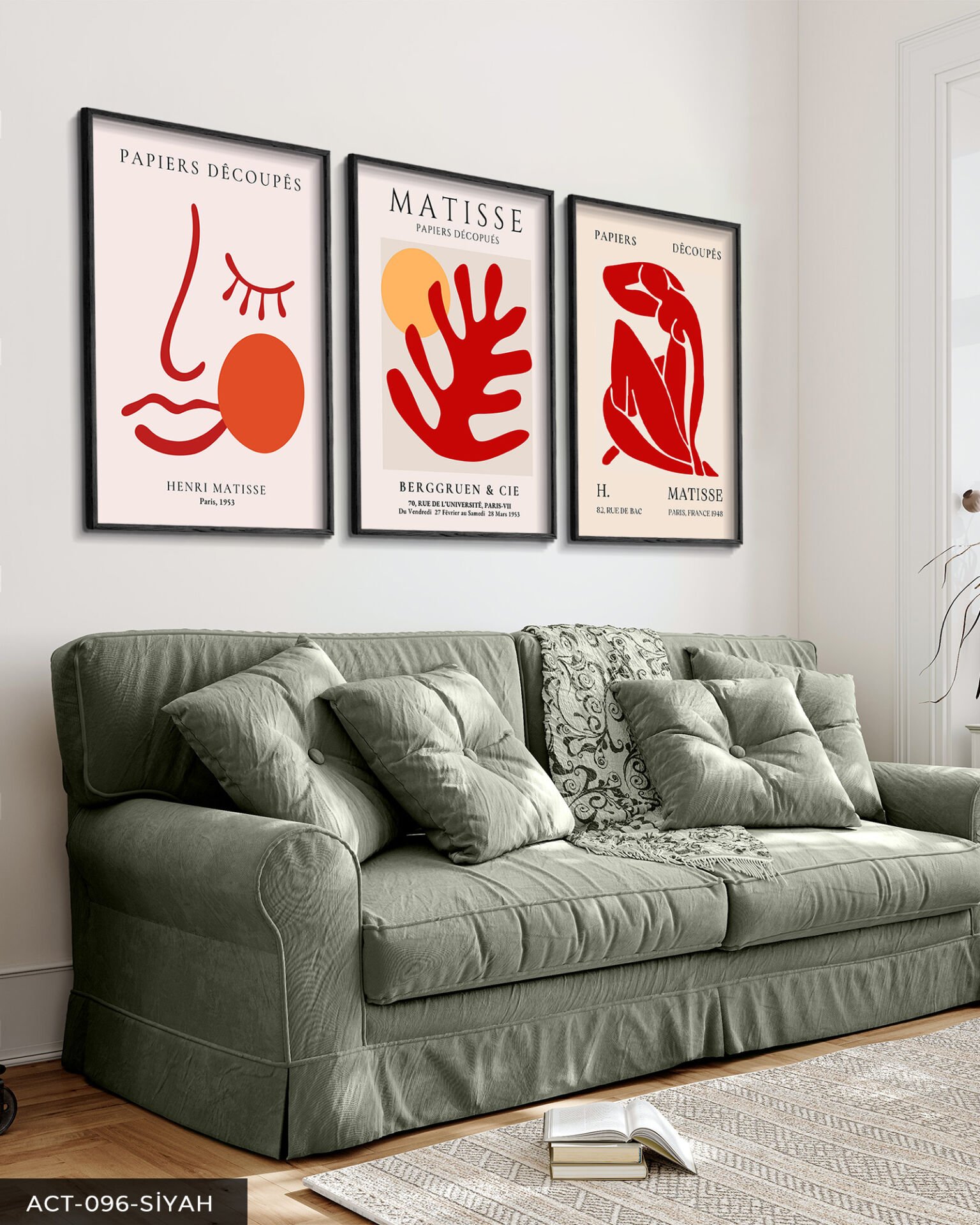 Matisse Berggruen & Cie 3 Parça Ahşap Çerçeveli Tablo Siyah - 50 x 70 CM