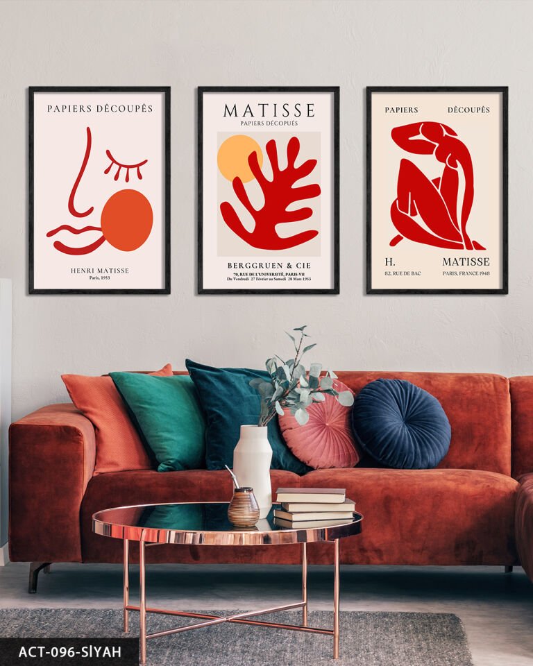 Matisse Berggruen & Cie 3 Parça Ahşap Çerçeveli Tablo Siyah - 50 x 70 CM