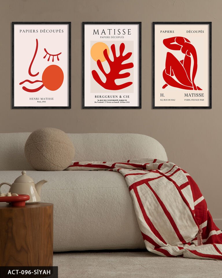 Matisse Berggruen & Cie 3 Parça Ahşap Çerçeveli Tablo Siyah - 50 x 70 CM