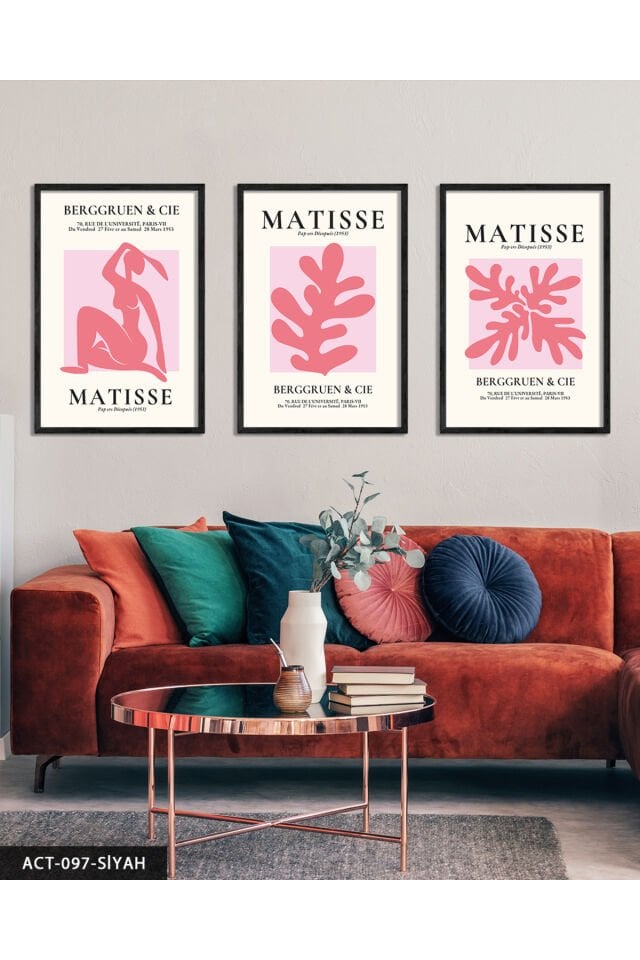 Matisse Berggruen & Cie 3 Parça Ahşap Çerçeveli Tablo Siyah - 50 x 70 CM