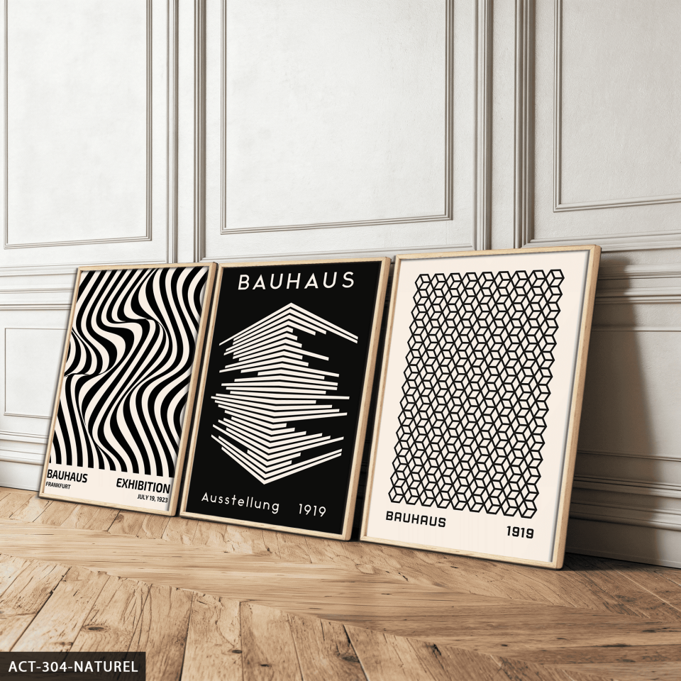 Bauhaus 3 Parça Ahşap Çerçeveli Tablo ACT Naturel - 40 x 60 CM