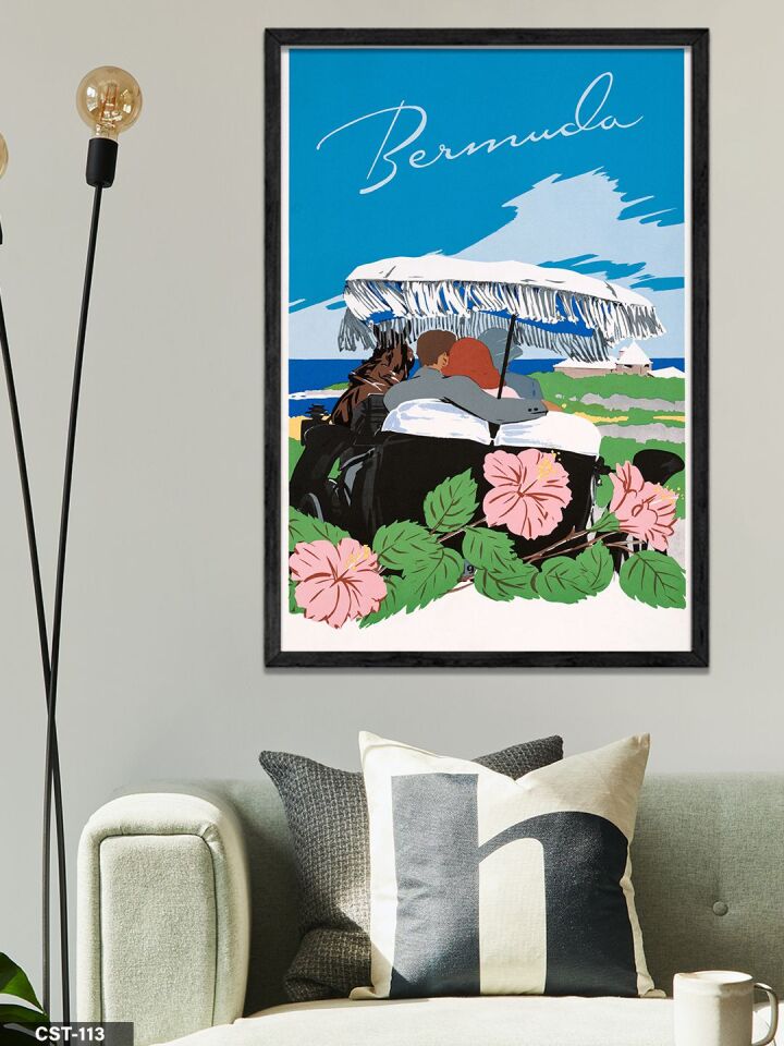 Sevgililer Tek Parça Ahşap Çerçeveli Tablo Siyah - 40 x 60 CM