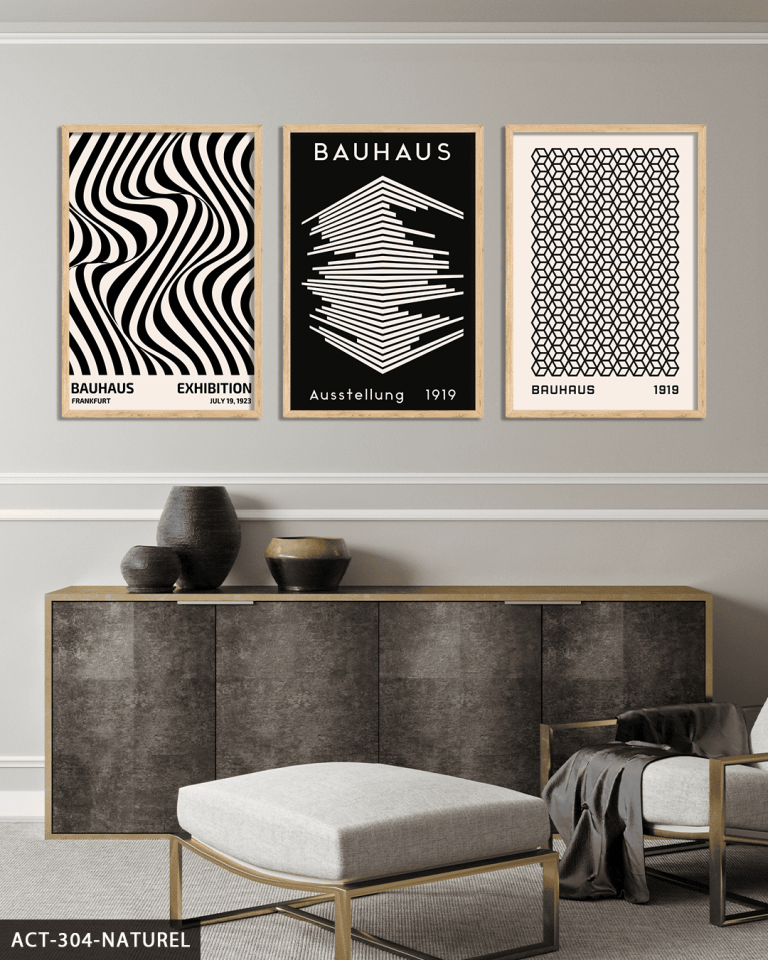 Bauhaus 3 Parça Ahşap Çerçeveli Tablo ACT Naturel - 50 x 70 CM