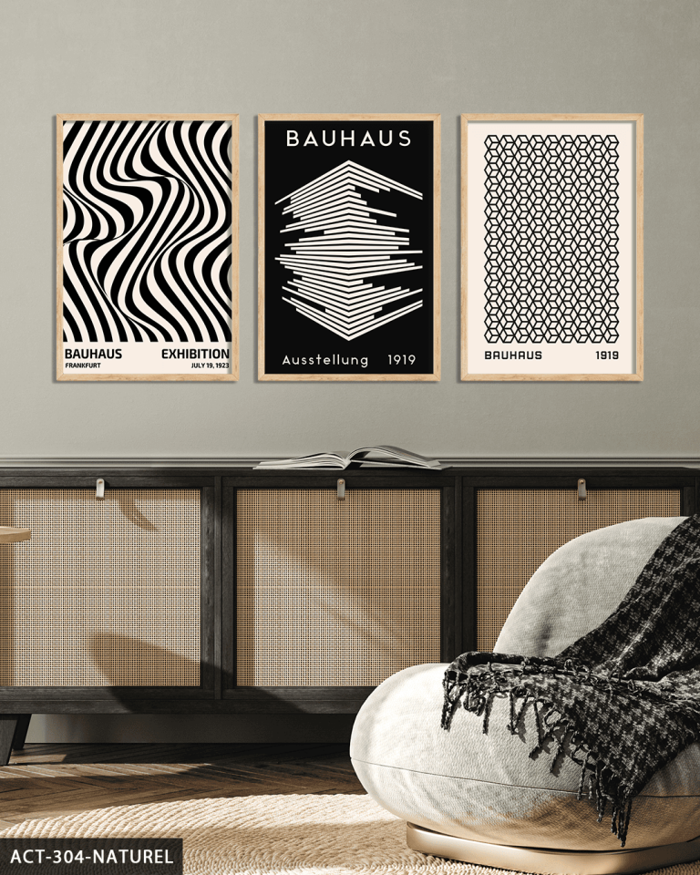 Bauhaus 3 Parça Ahşap Çerçeveli Tablo ACT Naturel - 50 x 70 CM