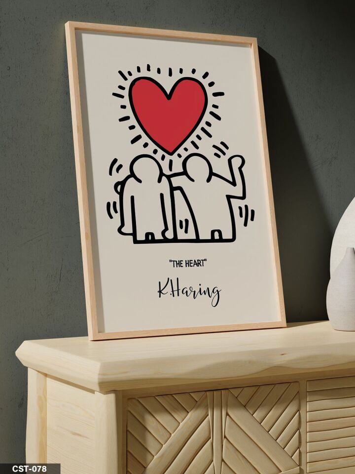 The Heart illüstrasyon Tek Parça Ahşap Çerçeveli Tablo Naturel - 30 x 40 CM
