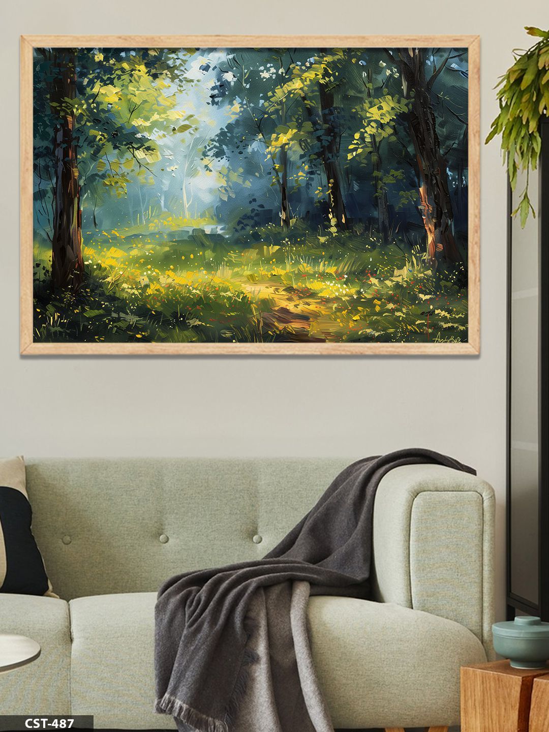 Orman Yolu Tek Parça Ahşap Çerçeveli Tablo Naturel - 40 x 60 CM