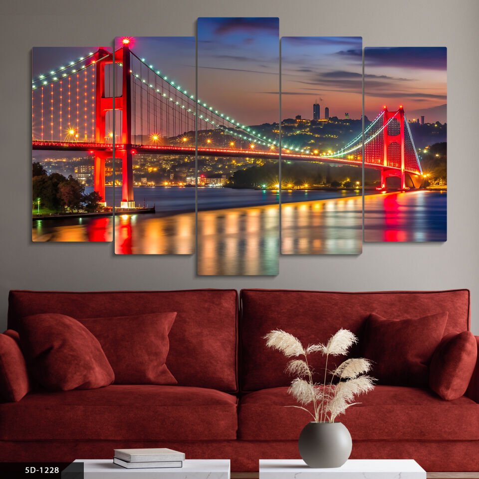 İstanbul Boğaziçi Köprüsü 5 Parça Mdf Tablo 60x100 CM