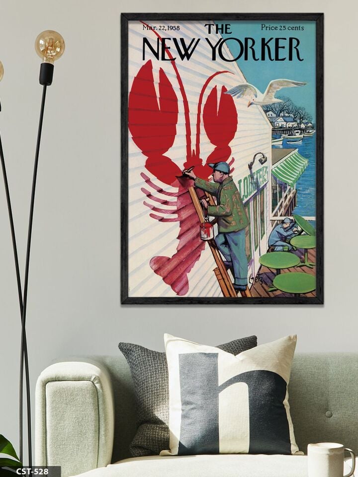 The New Yorker Poster Tek Parça Ahşap Çerçeveli Tablo Siyah - 50 x 70 CM