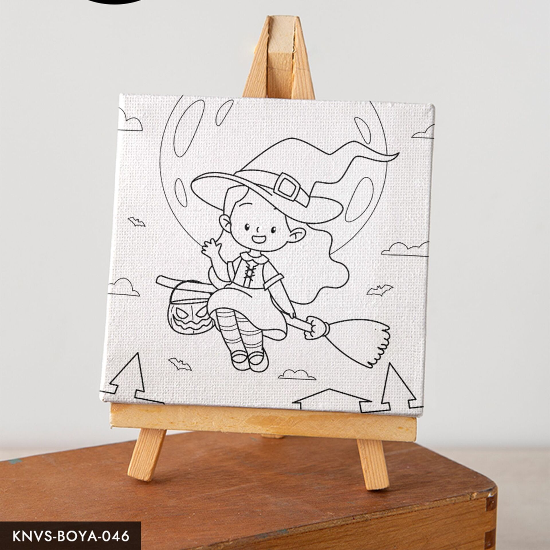 Cadılar Bayramı Kutlaması Çocuklara Özel 20x20 CM Kanvas Tuval Boyama Seti Fırça Boya Dahildir